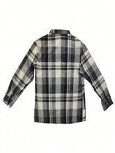 1pc Plaid Button-Down Long Sleeve Pocket Collar Casual Shirt